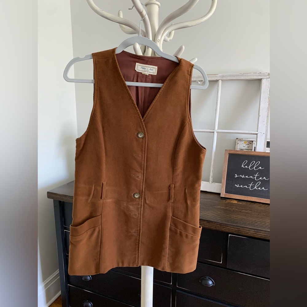 Brown Faux-Suede Women's Vest